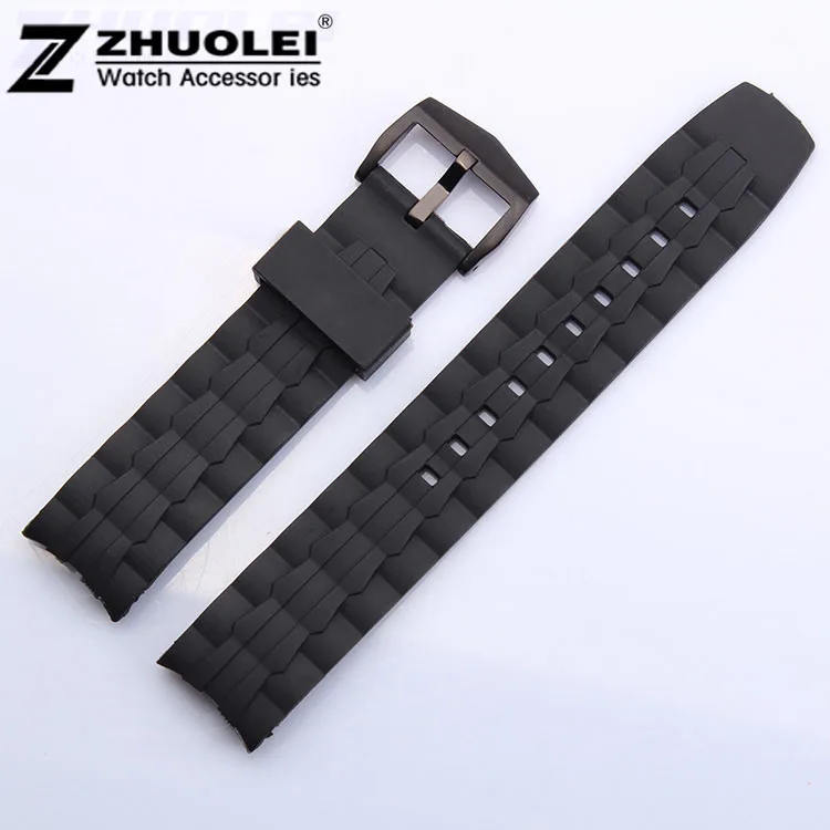 

22mm Black Silicone Watch Band Mens Waterproof Rubber Divers Strap For Brand EF-550 Free Shipping