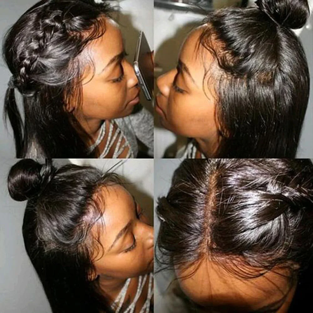 Эва шелк база кружева перед парик предварительно сорвал с Детские волосы отбеленные узлы бразильские Remy прямые человеческие волосы парики для черных женщин