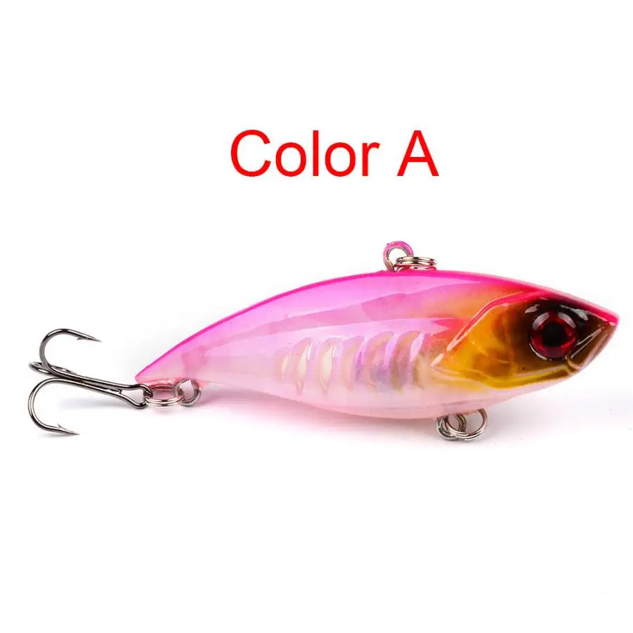 AT 1Pc pink Colors Minnow artificial bait 6.5cm PVC Stainless Steel