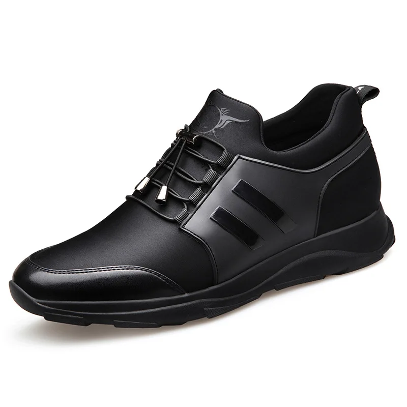 

Fashion trend sports label casual shoes leather men's shoes 6cm and 8cm two sizes of invisible heightening shoes men