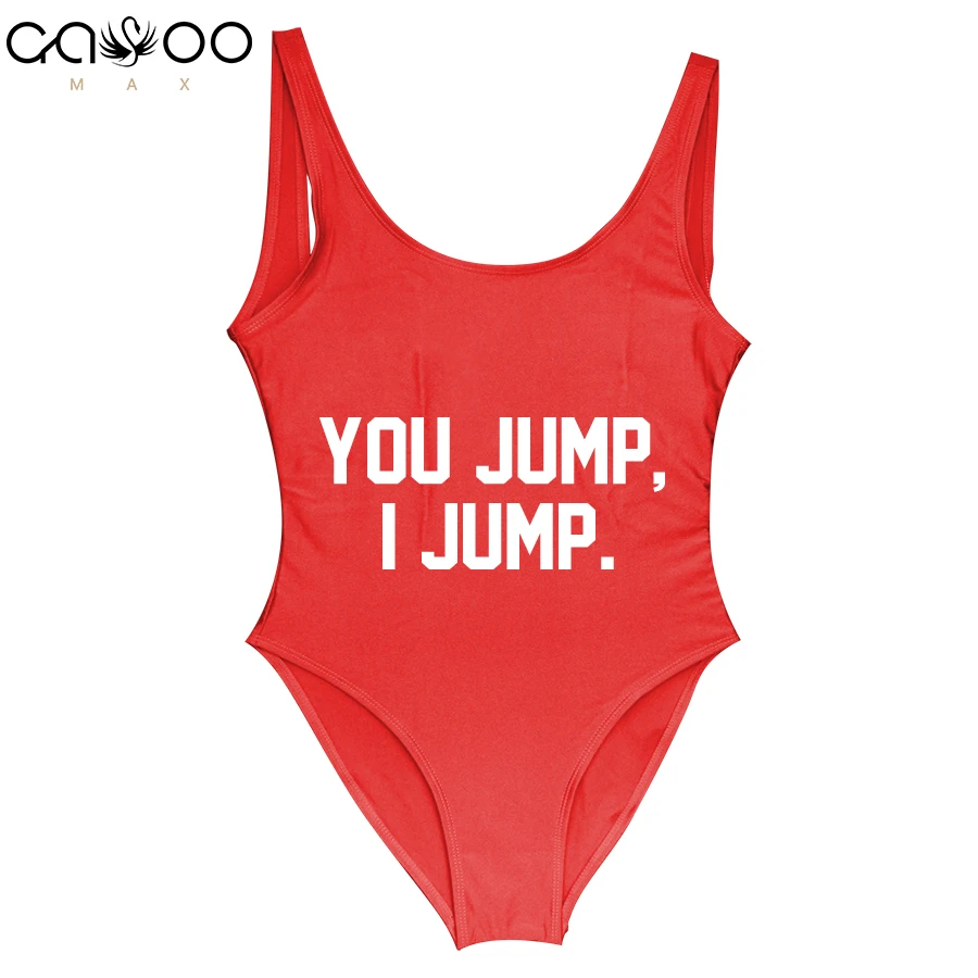 You Jump I Jump Funny Print One Piece Swimsuit for Women Backless ...