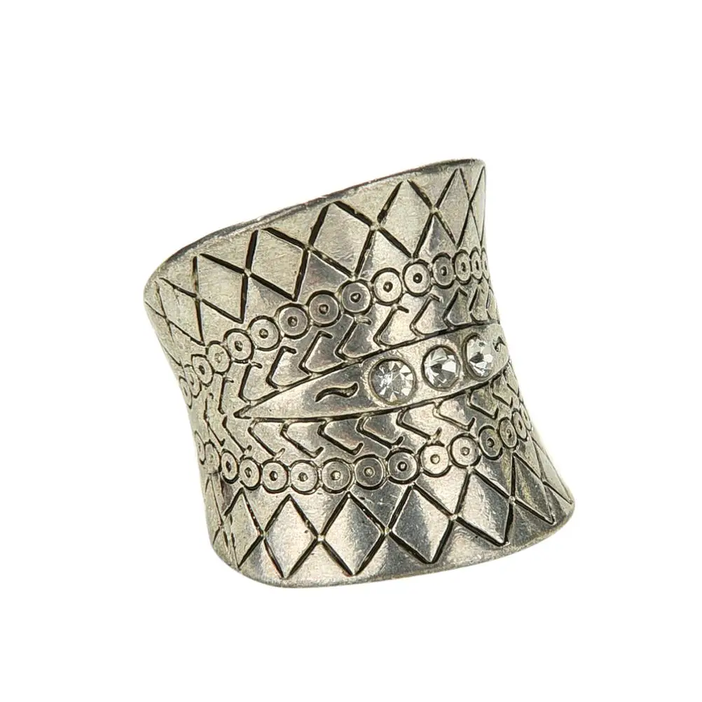 1Pc Silver Plated Boho Finger Rings Knuckle Charm Vintage Turkish Beach Punk Zircon Ring Ethnic Carved Totem Antique