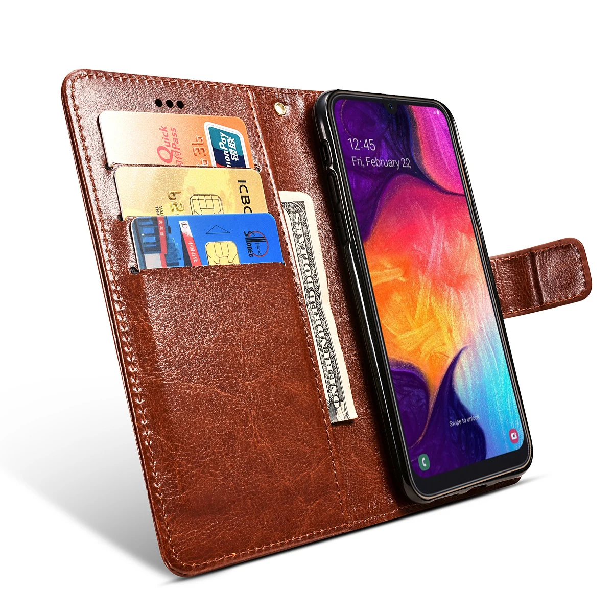 Leather Phone Case For Samsung A50 Case Cover Flip Leather Wallet Cover Phone Case For Samsung Galaxy A50 A 50 A505 A505F SM-A505F A30