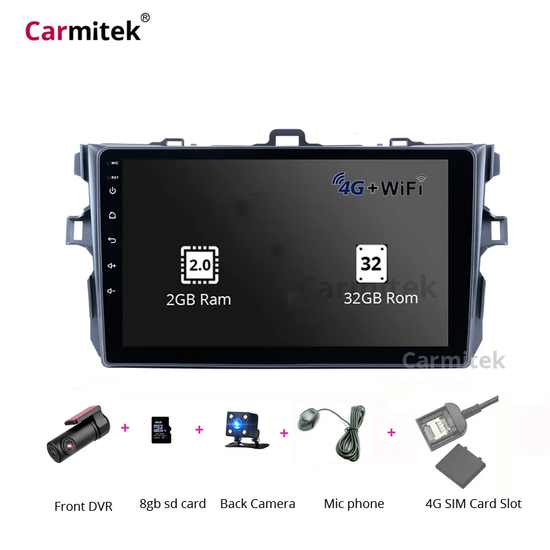 2 Din android Car Radio reproductor Multimedia para Toyota Corolla E140/150/2006, 2007-2009, 2010, 2011, 2012 estéreo de navegación con GPS 2013