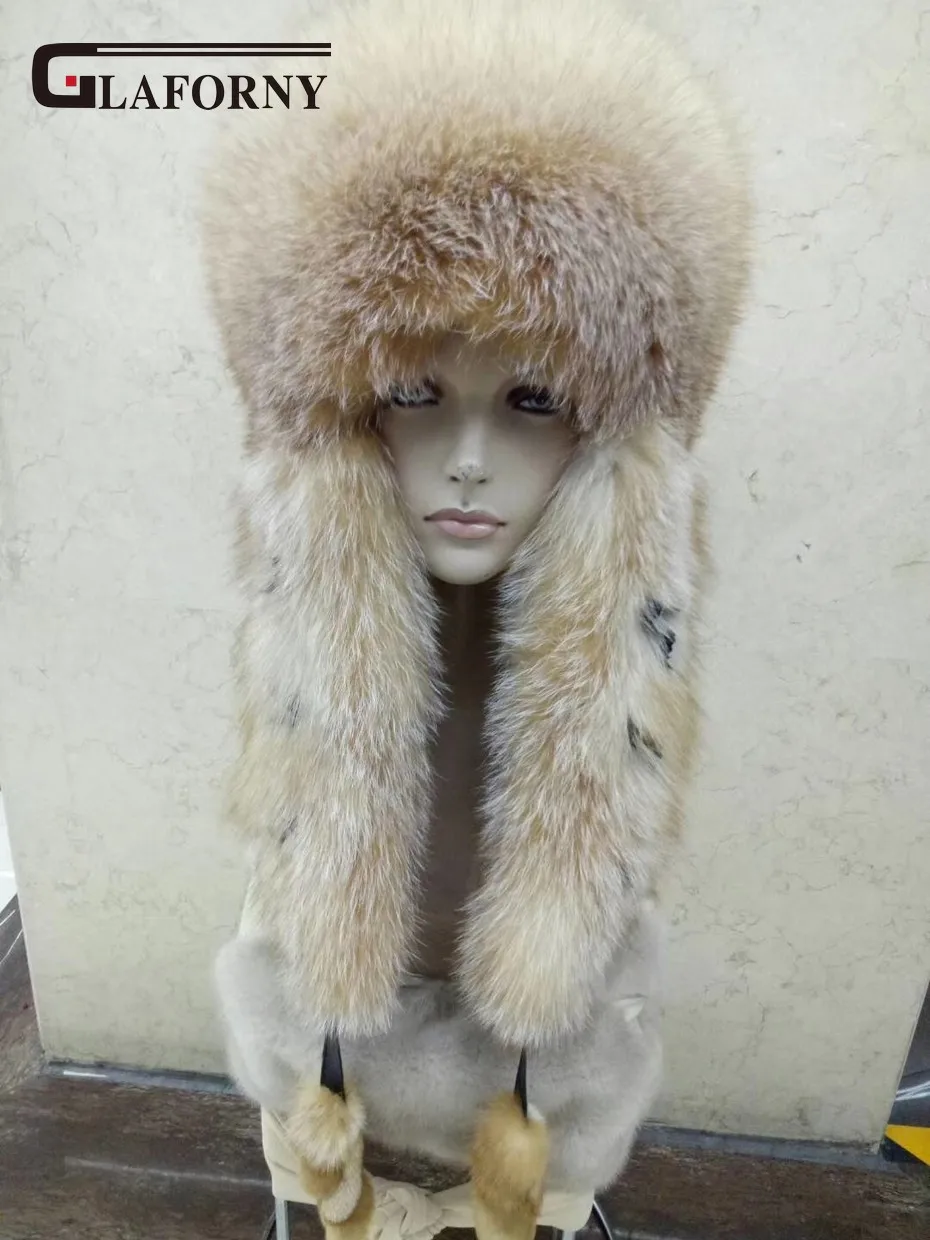 Glaforny, дизайн, шапки из лисьего меха с мехом кролика Рекс, меховые топы, шарф, стильные наушники, шапки-бомберы, зимние теплые головные уборы