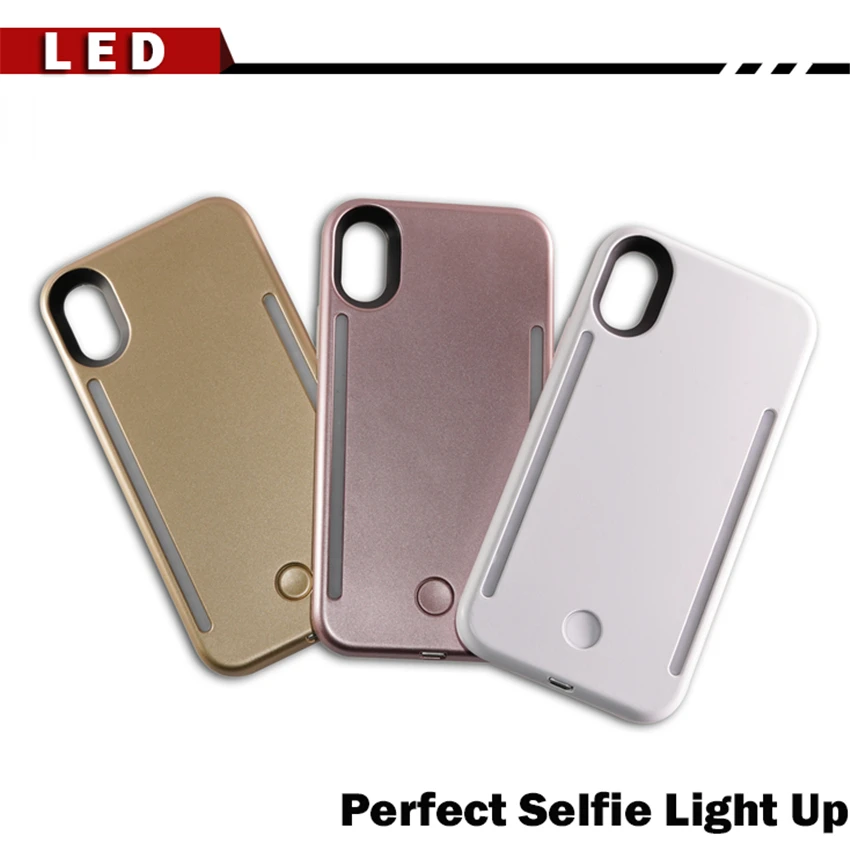 Светодиодный роскошный светящийся чехол для телефона для iPhone 6, 6s, 7, 8 Plus, X, идеальный селфи светильник, светящийся чехол для samsung S8, S9 plus, чехол