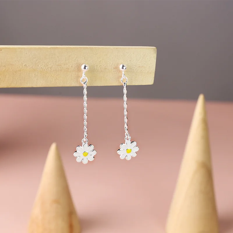

Honey Moon Plumeria Flower 925 Sterling Silver Dangling Earrings