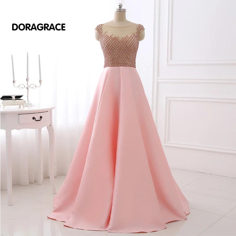

DORAGRACE New Arrival Glamorous Beaded Cap Sleeve A Line Floor-Length Long Prom Gowns Evening Dresses DGE080
