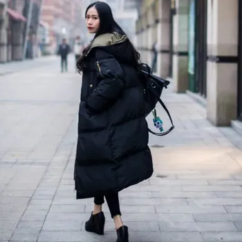 

Womens Loose Hooded Puffer Coat Cotton Padded Winter Military Outerwear Black X31