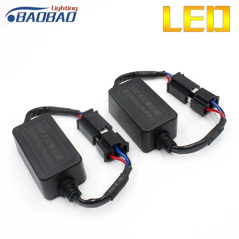 

BAOBAO 2Pcs Car LED Headlight Decoder Canceller H4 Waterproof Car Fog Lamps Decoder Error Warning Resistance For BMW MINI