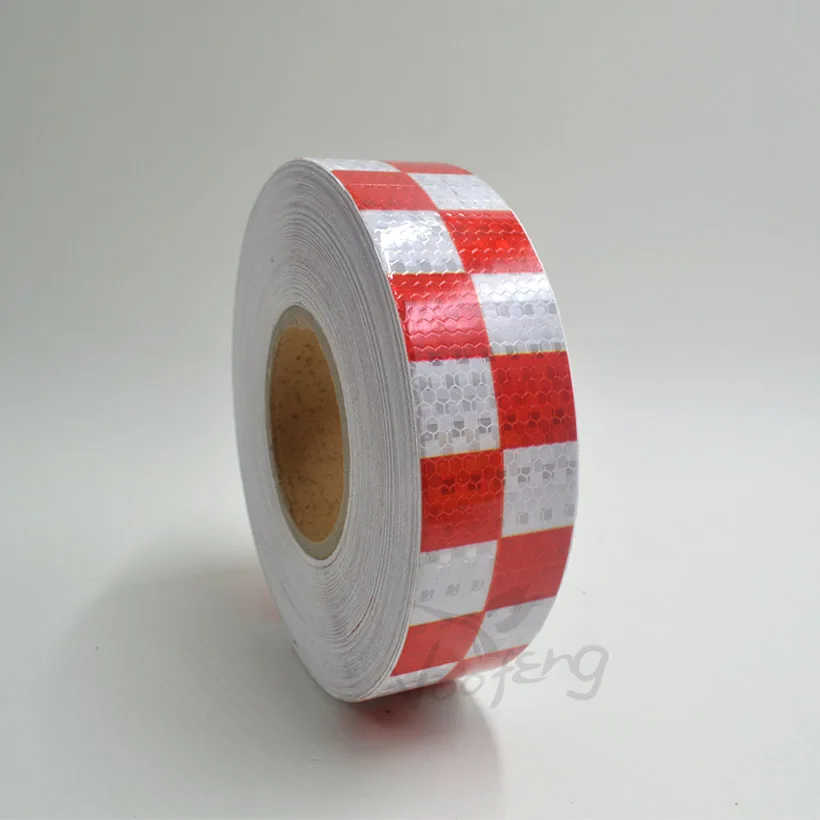 Red/ White Square diamonds reflective tape with self adhesive for truck, free shipping