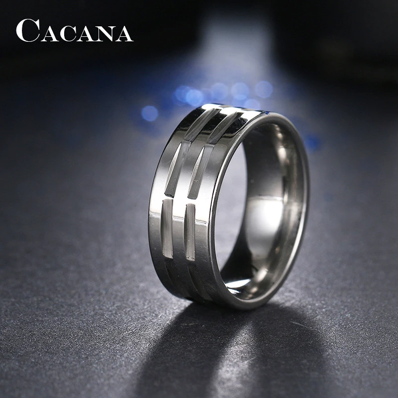 CACANA Stainless Steel Rings For Women Polishing Personalized Custom Fashion Jewelry Wholesale NO.R172