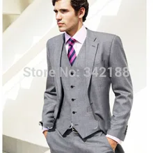 Смокинги для жениха на заказ/костюм жениха серого цвета 3 шт.(куртка, брюки, жилет) комплект Мужская одежда платье/костюм для жениха