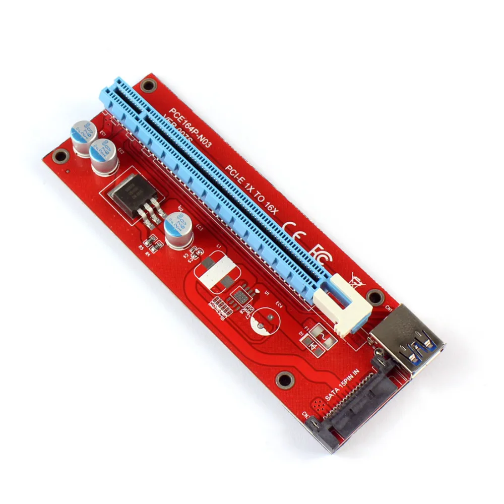 PCIE 1X to 16X Graphics Extension Cord SATA Power Supply Adapter Card for ETH Bitcoin Mining Device F21218