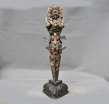 

wedding decoration Tibetan Buddhism Bronze Painted Mahakala Elephant Vajra Phurpa Dagger equipment