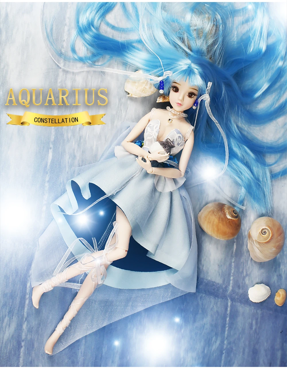 Кукла блайз DBS MMGirl 12 созвездий Водолей 1/6 30 см синее платье игрушка для тела мечты