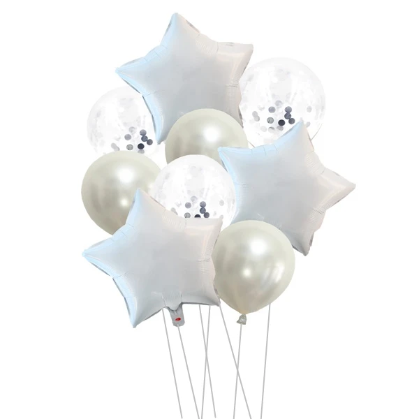 9 шт., 12 дюймов и 18 дюймов, креативный, много воздушных шаров, гелиевый воздушный шар "Конфетти", украшение для свадьбы, праздника, дня рождения, вечеринок - Цвет: White Star Confetti