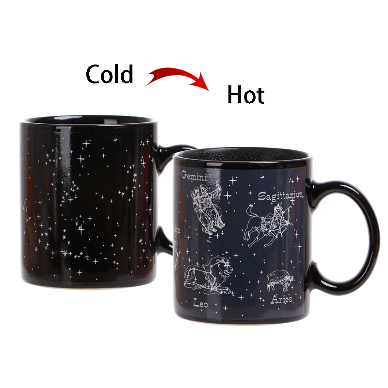 

New 12 constellations Discoloration mugs,personalized shape Office Coffee Milk cup,Color Change Mug Creative cups Surprised Gift