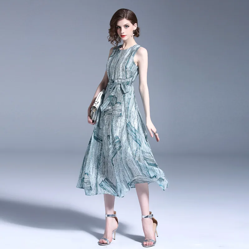 Czgee Women summer dress Fashion Casual sleeveless Print vest dress Elegant Slim Vintage dress Plus size women vestidos Dresses