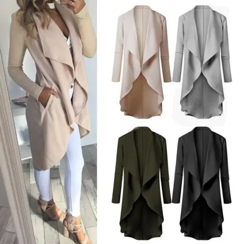 

New Fashion Women Trench Knitted Long Sleeve Outwear Winter Autumn Lady Casual Cardigan Knitwear Jumper Trench Coat