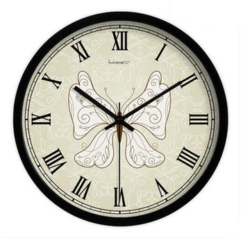 

Classic Silent Wall Clock Modern Decorative Design Watch Mural Flower Round Beautiful Metal Wall Clock Roman Numerals QQN337