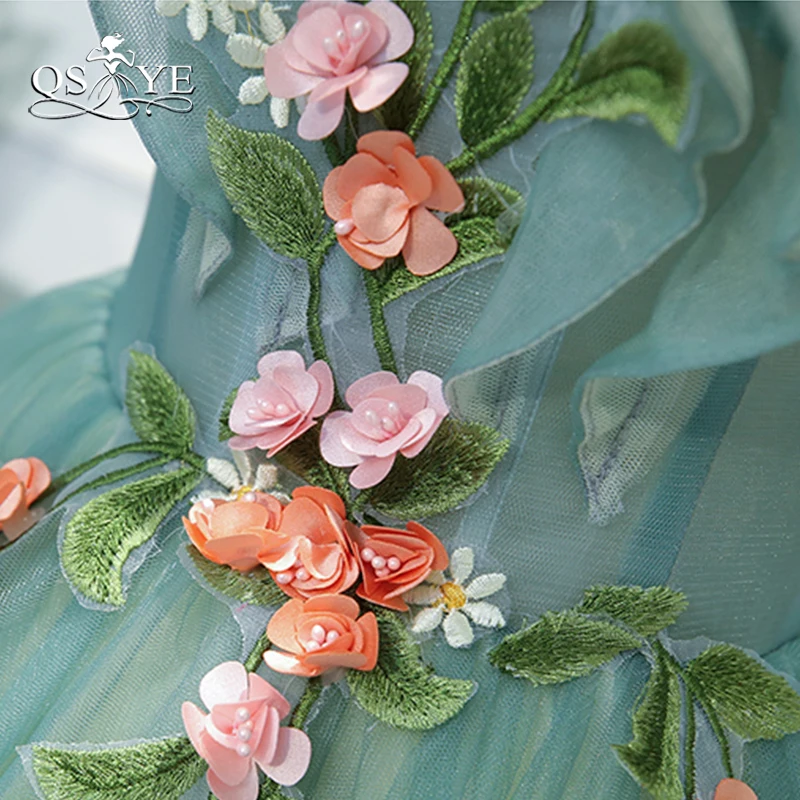 QSYYE Новые длинные платья для выпускного вечера; Robe de Soiree V образным вырезом 3D принт длинное, кружевное до пола вечернее тонкое женское Вечеринка платья