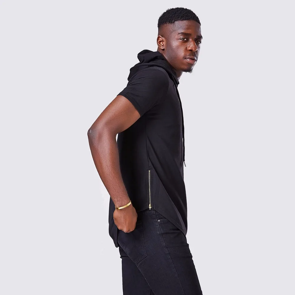 Moomphya 남성 후드 T 셔츠 소식통 힙합 스트리트 T 셔츠 남성 연승 지퍼 T 셔츠 짧은 소매 티