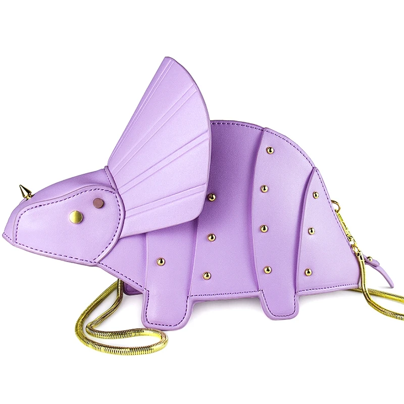 

AUAU-Personality Trend Rivet Dinosaur Shoulder Bag Pu Leather Ladies Chain Messenger Bag Female Wallet Quality Travel Bag