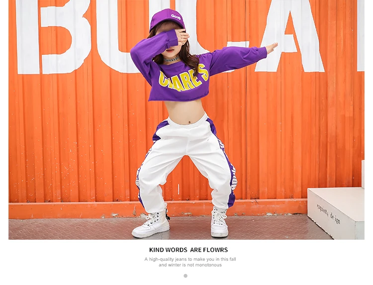 Kid Cropped Sweatshirt Shirt Jogger Pants Hip Hop Clothing Clothes Jazz Dance Costume for Girls Boys Ballroom Dancing Streetwear (13)