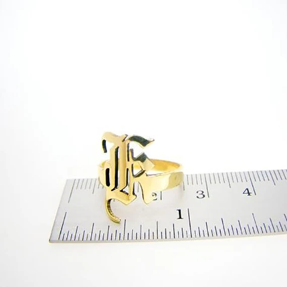 Gold Silver Stackable Custom Personalized Old English Initial Name Ring For Women Best Friends Wedding Stainless Steel Men Jewel