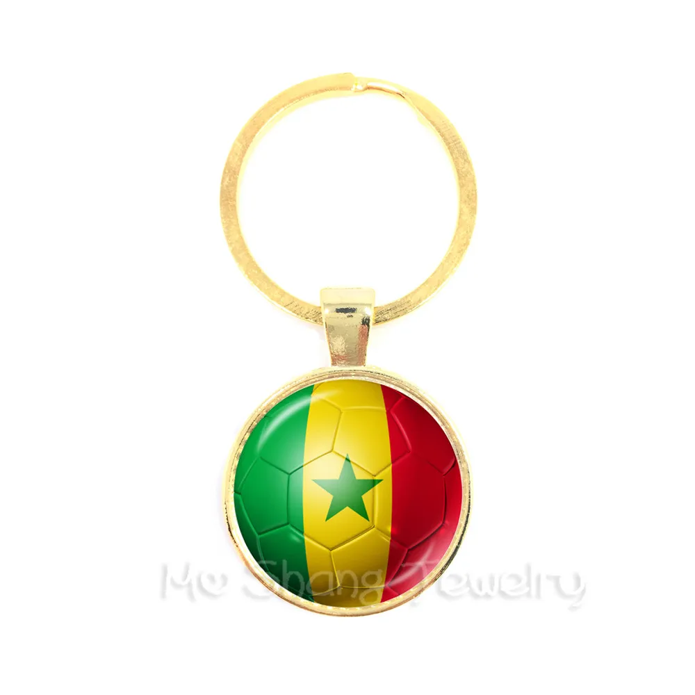 Senegal Serbia Switzerland Sweden Japan Soccer Souvenirs Glass Dome Pendant Keychains For 2018 Football CUP Keyring | Украшения и
