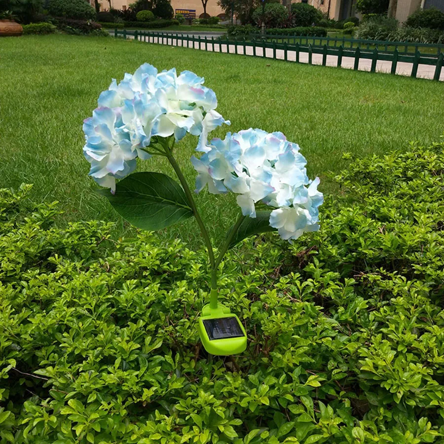 

Thrisdar 2PCS solar simulation flower new LED hydrangea lamp highlight garden garden decoration lamp solar lawn lamp