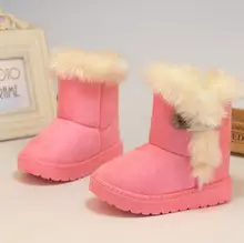 2016 Winter Children Boots Thick Warm Shoes Cotton-Padded Suede Buckle Boys Girls Boots Boys Kids Shoes Insoles 13.5-20.5CM