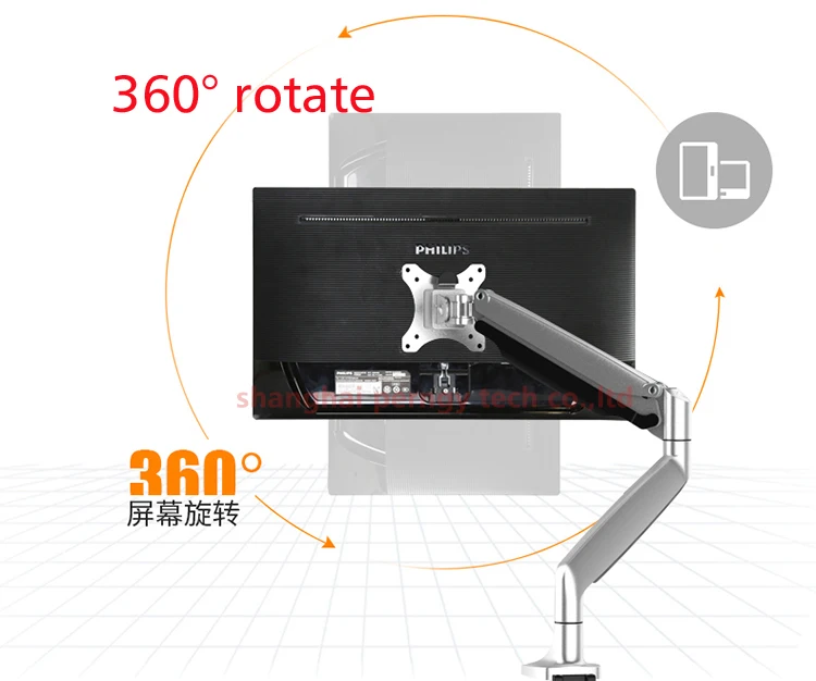 DL-LDT10 1"-32" 2" полный движения воздушный пресс газовая стойка двойной экран настольная подставка 360 Поворот 0-9 кг двойной монитор Настольный держатель кронштейн
