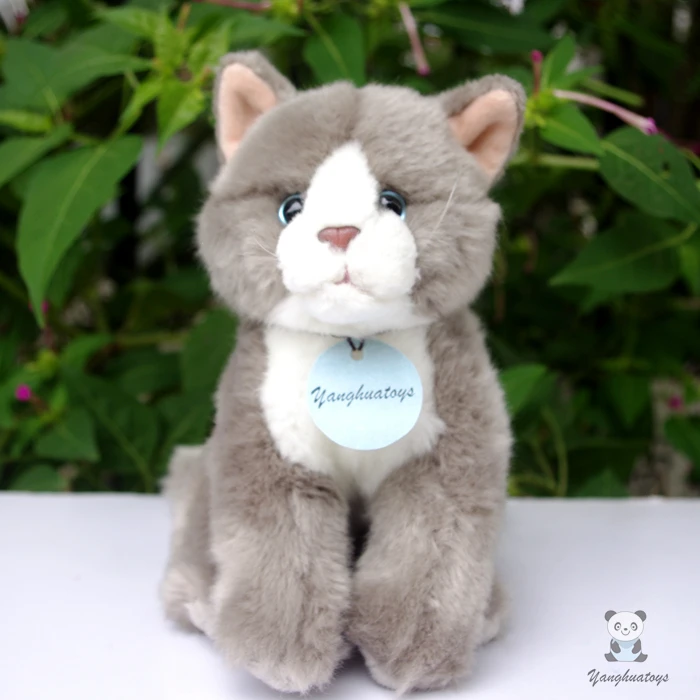Simulation  plush  toy  cats stuffed animals doll kids Toys   Gifts good quality gray cat