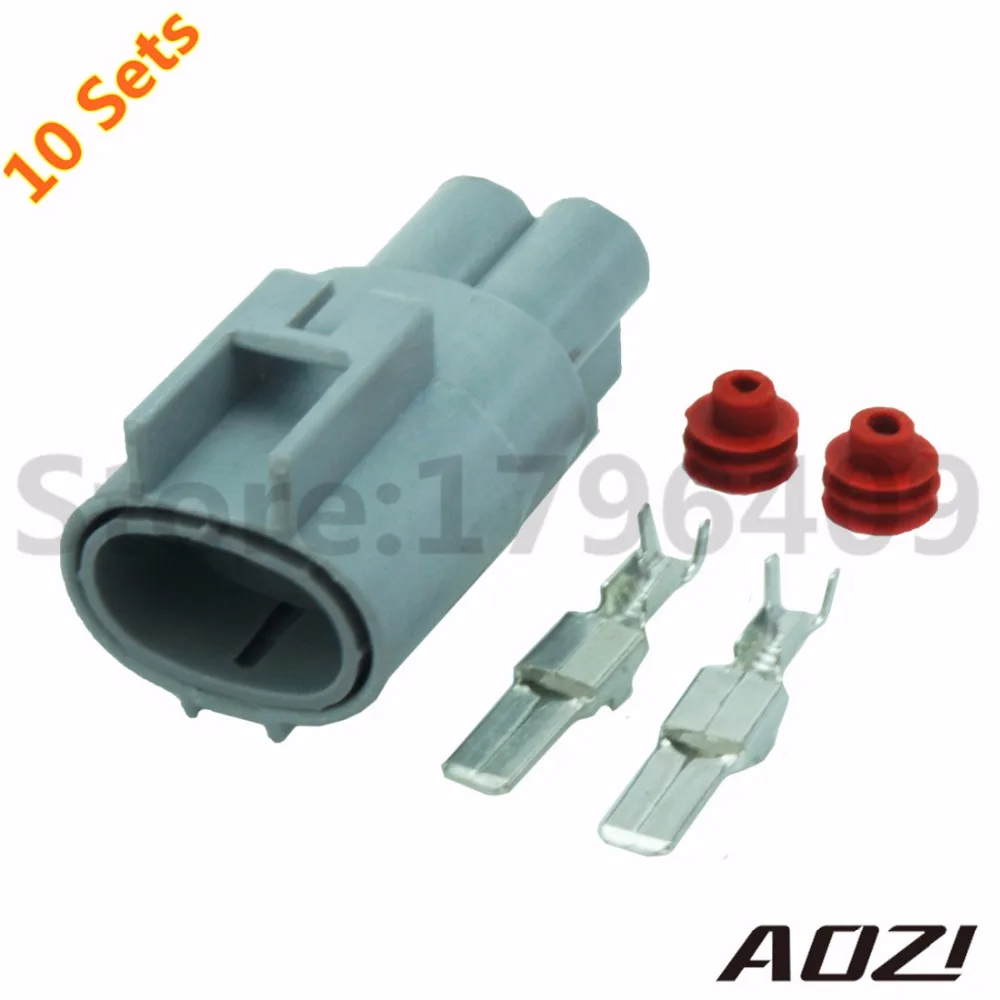 10 Sets Auto Waterproof Wire Harness 2 Pins Male Connector With 4.8mm