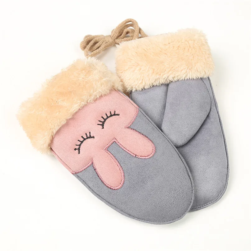 Children's Gloves Kids Winter Cartoon Warm Ski Gloves Plus Velvet Thickening Mittens Child outdoor gloves Christmas gifts #2n07 (6)