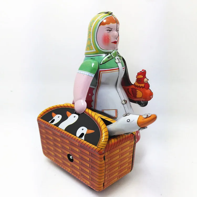 Античный Стиль Оловянные Игрушки Роботы заводные игрушки для детей mkd2 домашний декор изделия из металла MS501 железная сельскохозяйственная пряжа женщина робот