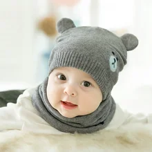 Dream shining/2 шт./компл. Детские теплые вязанные шляпы с милым медведем Кепки Детские защищает Кепки s с соблазнительными кошачьими ушками, зимние носки для новорожденных хлопковая шапка и шарф, костюм
