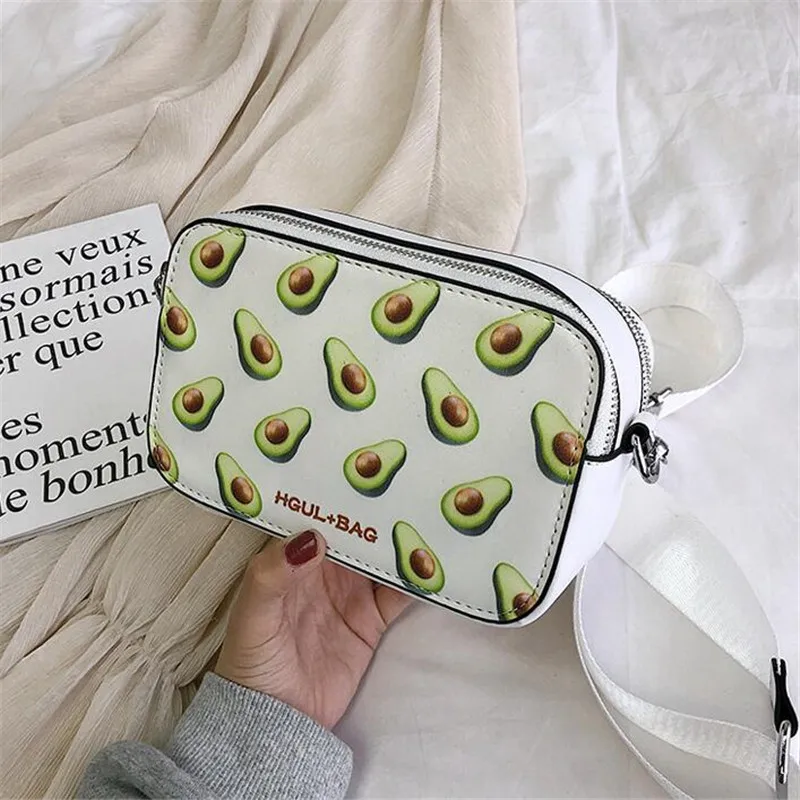 

Women Bags Fruit Pattern Fashion Shoulder Bag Korean Version Of The Wild Wide Shoulder Strap Messenger Bag Small Square Package