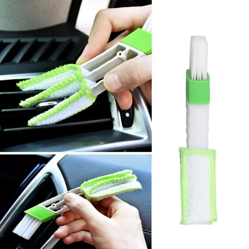 VODOOL Dual Head Car Air Conditioner Vent Outlet Dust Collector Cleaner Brush Dashborad Dusting Detailing Blinds Cleaning Brush