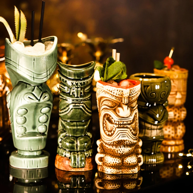 

1 pc Hawaii Tiki Mugs Cocktail Cup Beer Beverage Mug Wine Mug Ceramic Ku.Ku.Kauioo Mug