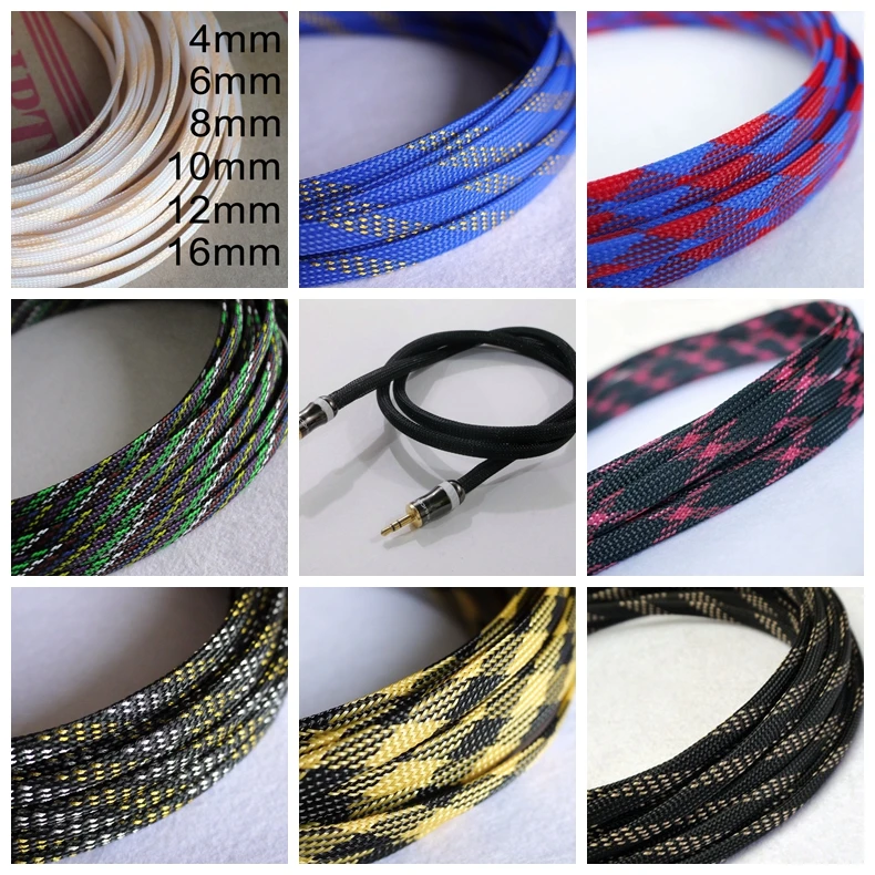 

12meter 8MM Cable Sleeves 3 wire Encryption PET Snakeskin mesh Wire Protecting Cable Sleeve wire mesh nylon shock for cable sets