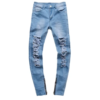 

Gersri Brand Designer Slim Fit Ripped Jeans Men Distressed Denim Joggers Knee Holes High Street Men Washed Destroyed Jean