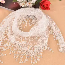 Женская Мода Треугольная Женская шаль кружева чистый Цветочный Принт шарф шарфы US