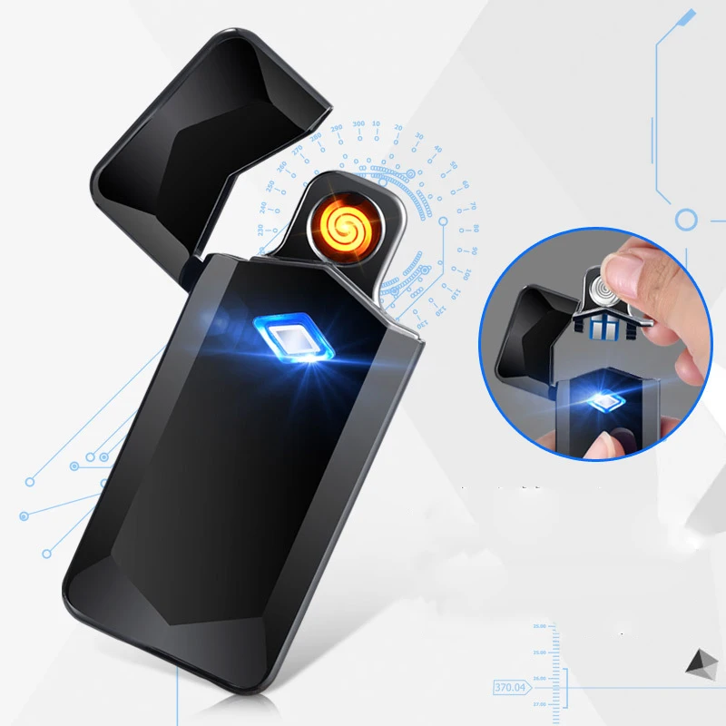 

Rechargeable USB Electronic Cigarette Lighter Windproof Tungsten Turbine Lighter Flame Less Metal Plasma Lighter Candle Lighter