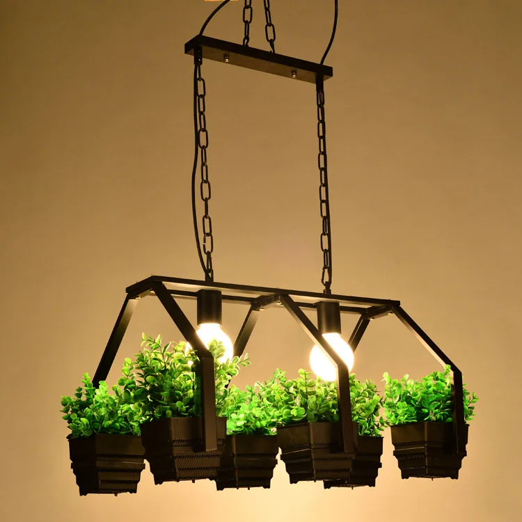 

Modern Simple Wooden E27 Holder Led Pendant Lamps,3 Kinds Wrought Iron Plant Pot Bar Restaurant Creative Hanging Lamps