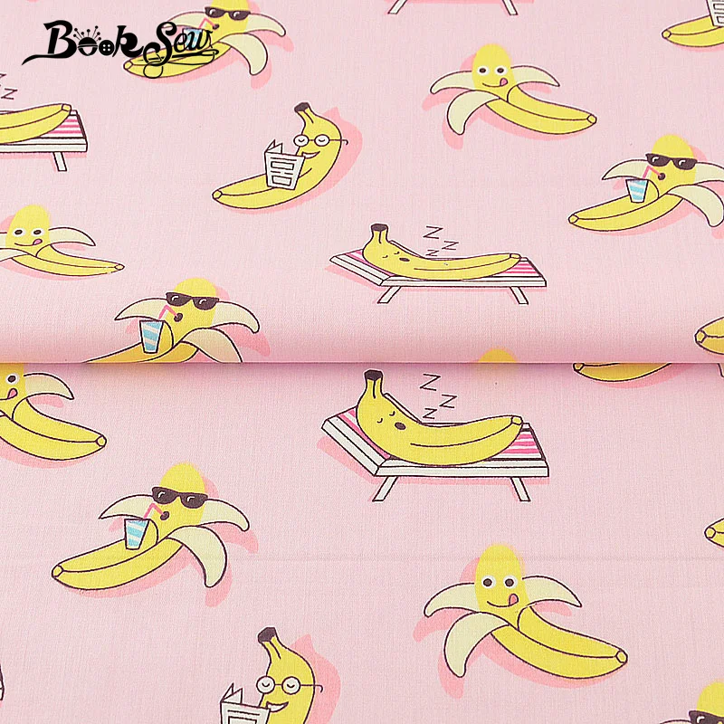 Тканевый измеритель ткани Booksew 100% хлопок дизайн банана розовый саржевый стеганый