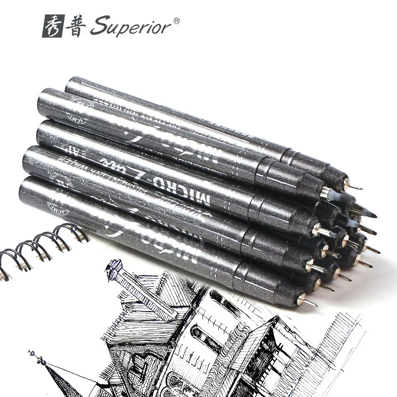 

14Pcs Waterproof Sketch Art Marker Pen Different Tip Sizes Black Pigment Liner Fineliner Calligraphy Brush Drawing Supplies
