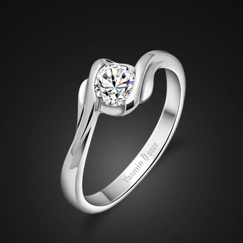 

Fashion charm female Ring Solid 925 Sterling Silver popular bright zircon ring engagement ring birthday gift not oxidized